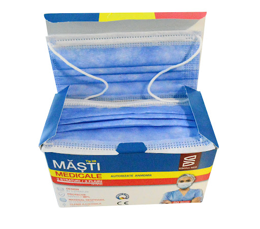 Set 50 masti medicale, Sirona Med, tip IIR, produse in Romania, Albastru